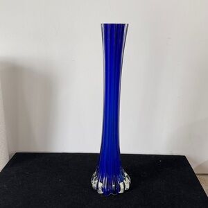 Vintage (MCM)Handblown Cobalt Blue glass bud vase 11.5”h